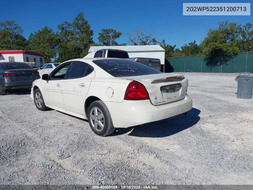 2005 Pontiac Grand Prix VIN: 2G2WP522351200713 Lot: 40569159