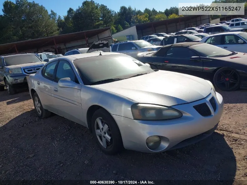 2005 Pontiac Grand Prix VIN: 2G2WP522X51165247 Lot: 40630390