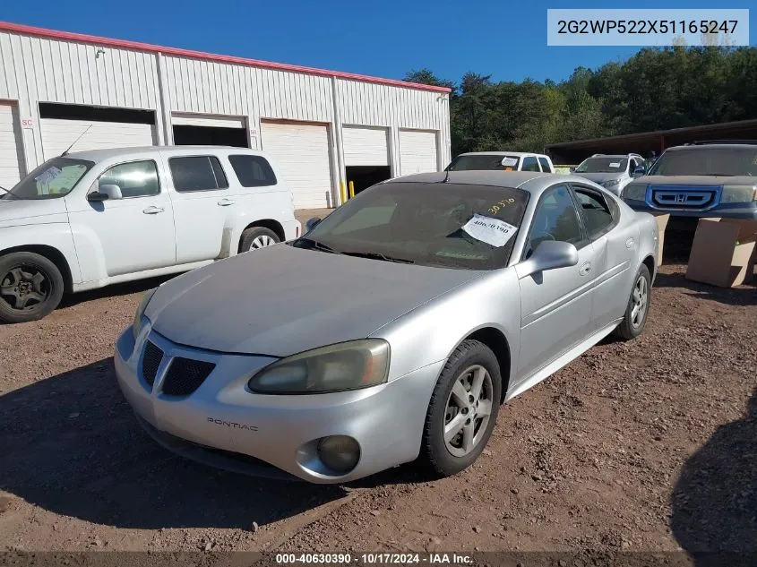 2005 Pontiac Grand Prix VIN: 2G2WP522X51165247 Lot: 40630390