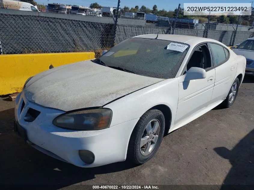 2005 Pontiac Grand Prix VIN: 2G2WP522751223492 Lot: 40670022