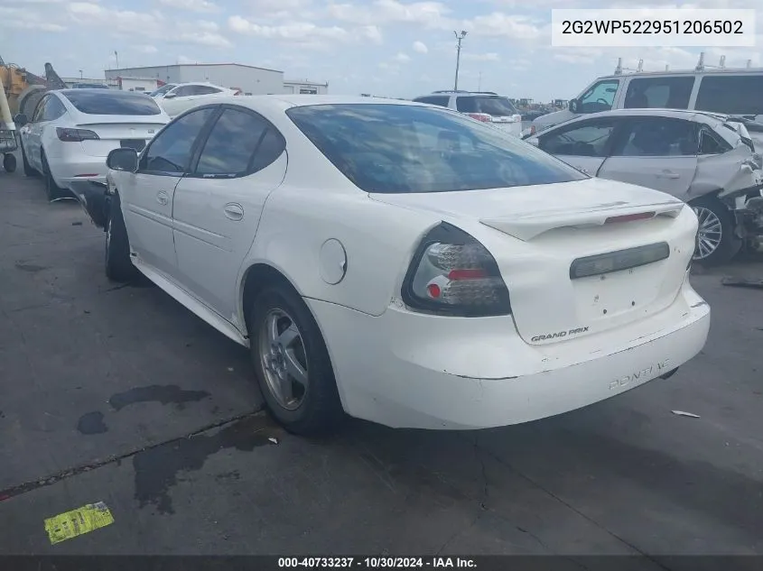 2005 Pontiac Grand Prix VIN: 2G2WP522951206502 Lot: 40733237