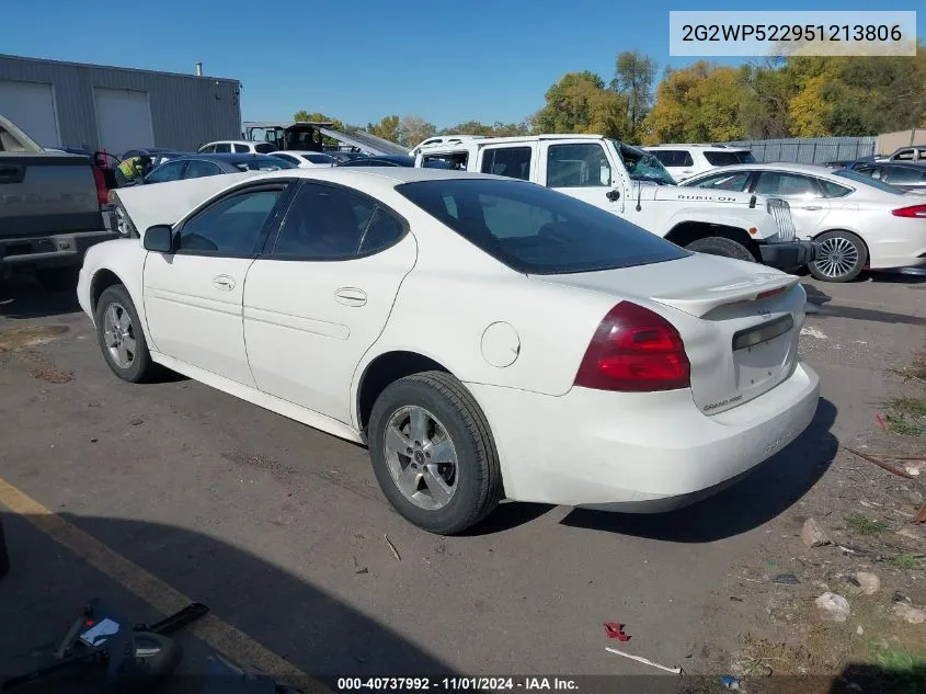 2005 Pontiac Grand Prix VIN: 2G2WP522951213806 Lot: 40737992