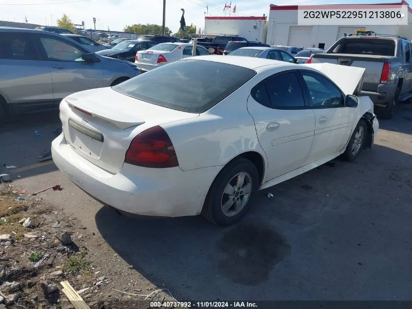 2005 Pontiac Grand Prix VIN: 2G2WP522951213806 Lot: 40737992