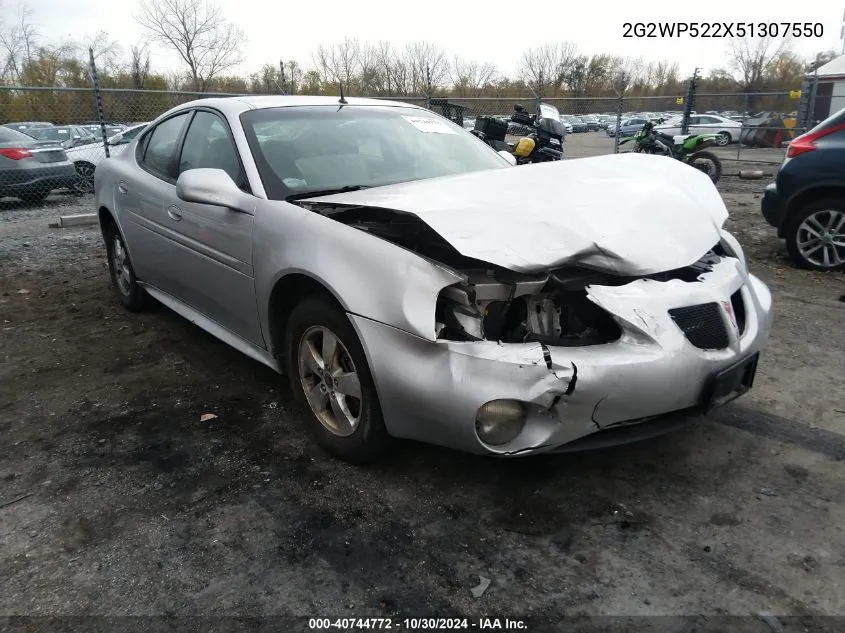 2005 Pontiac Grand Prix VIN: 2G2WP522X51307550 Lot: 40744772