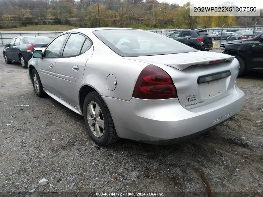 2005 Pontiac Grand Prix VIN: 2G2WP522X51307550 Lot: 40744772