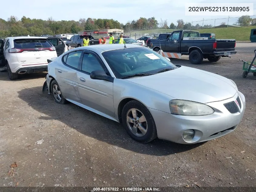 2005 Pontiac Grand Prix VIN: 2G2WP522151288905 Lot: 40757822