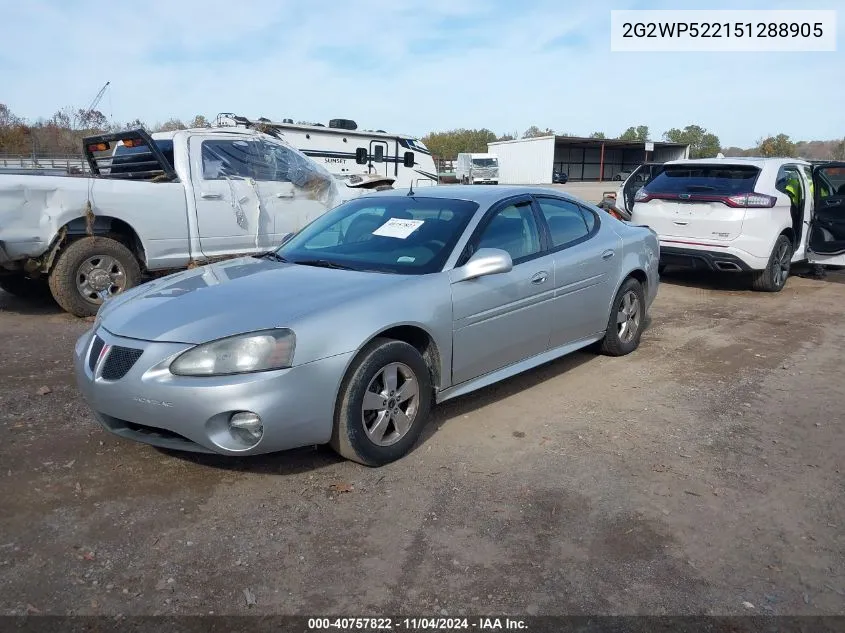 2005 Pontiac Grand Prix VIN: 2G2WP522151288905 Lot: 40757822