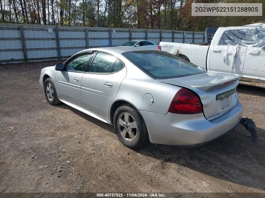 2005 Pontiac Grand Prix VIN: 2G2WP522151288905 Lot: 40757822