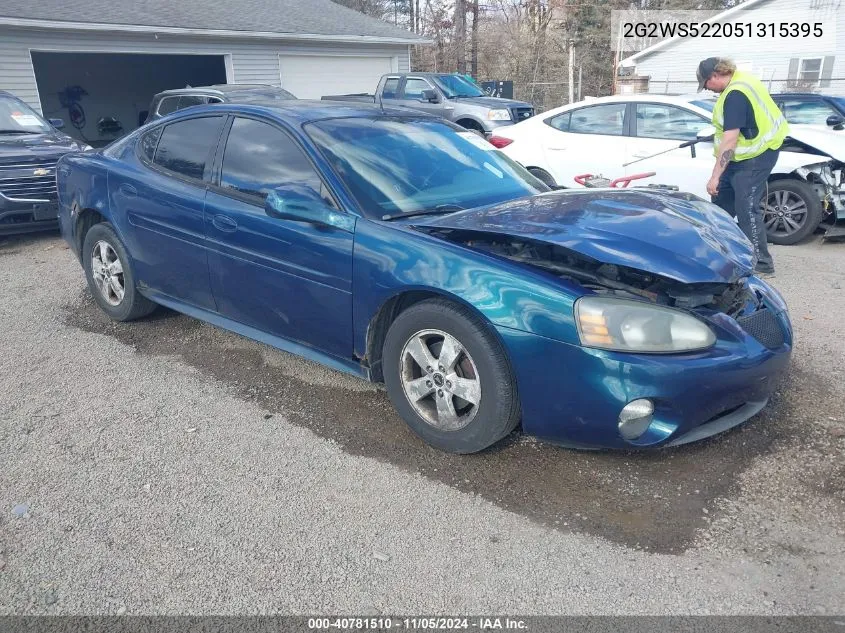 2005 Pontiac Grand Prix Gt VIN: 2G2WS522051315395 Lot: 40781510