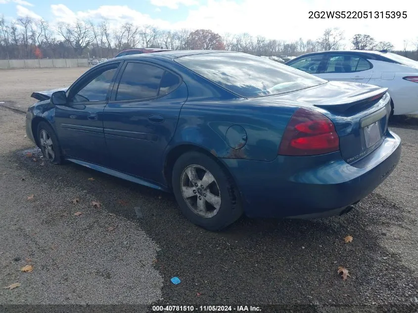 2005 Pontiac Grand Prix Gt VIN: 2G2WS522051315395 Lot: 40781510