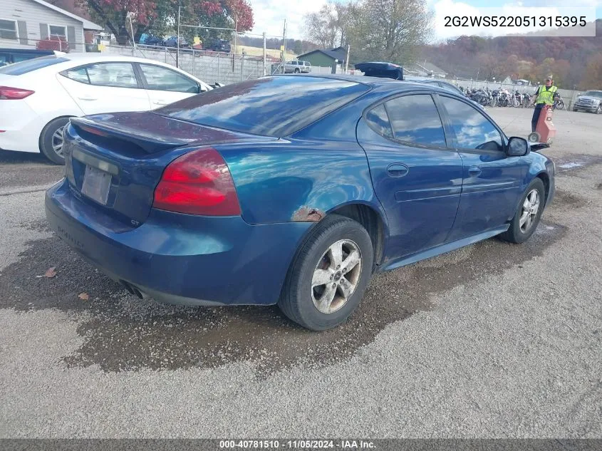 2005 Pontiac Grand Prix Gt VIN: 2G2WS522051315395 Lot: 40781510