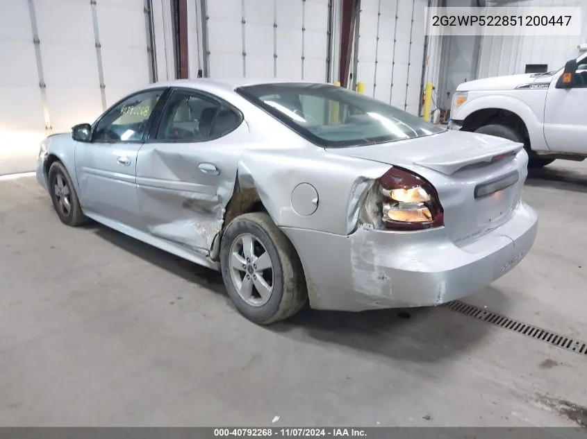 2005 Pontiac Grand Prix VIN: 2G2WP522851200447 Lot: 40792268