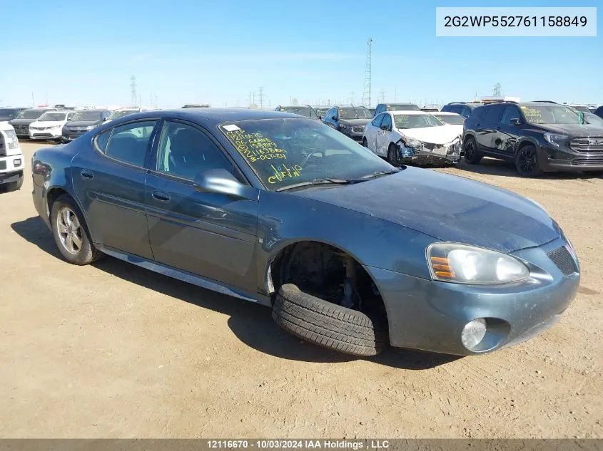 2006 Pontiac Grand Prix VIN: 2G2WP552761158849 Lot: 12116670