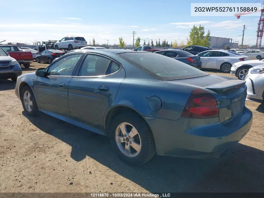 2006 Pontiac Grand Prix VIN: 2G2WP552761158849 Lot: 12116670