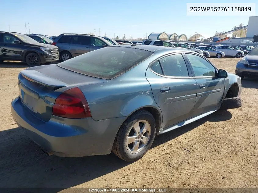 2006 Pontiac Grand Prix VIN: 2G2WP552761158849 Lot: 12116670