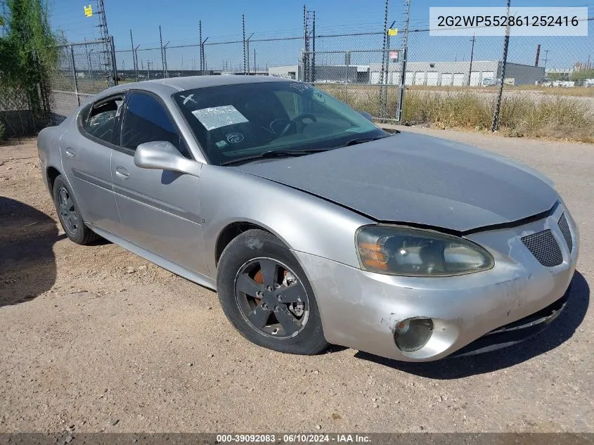 2006 Pontiac Grand Prix VIN: 2G2WP552861252416 Lot: 39092083