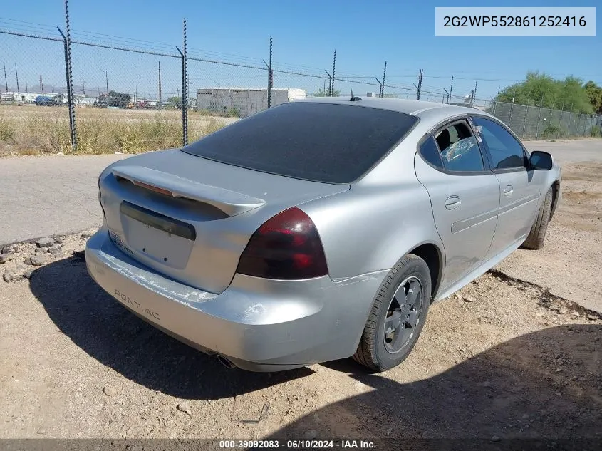 2006 Pontiac Grand Prix VIN: 2G2WP552861252416 Lot: 39092083