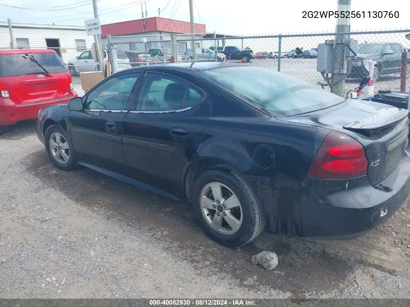 2006 Pontiac Grand Prix VIN: 2G2WP552561130760 Lot: 40082930