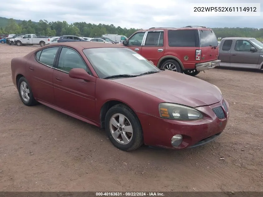 2006 Pontiac Grand Prix VIN: 2G2WP552X61114912 Lot: 40163631