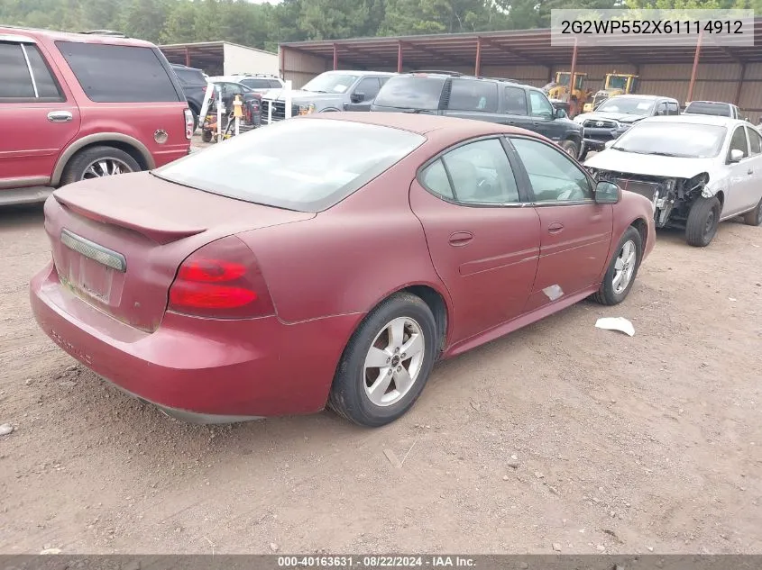 2006 Pontiac Grand Prix VIN: 2G2WP552X61114912 Lot: 40163631