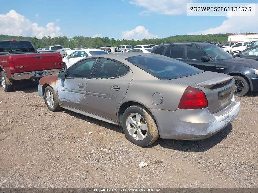 2006 Pontiac Grand Prix VIN: 2G2WP552861134575 Lot: 40173793