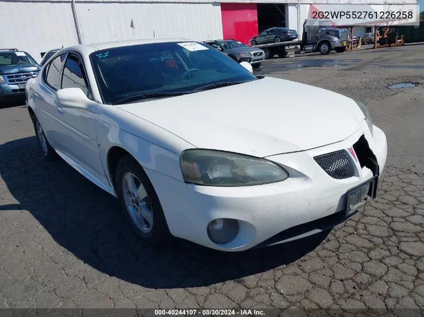 2006 Pontiac Grand Prix VIN: 2G2WP552761226258 Lot: 40244107