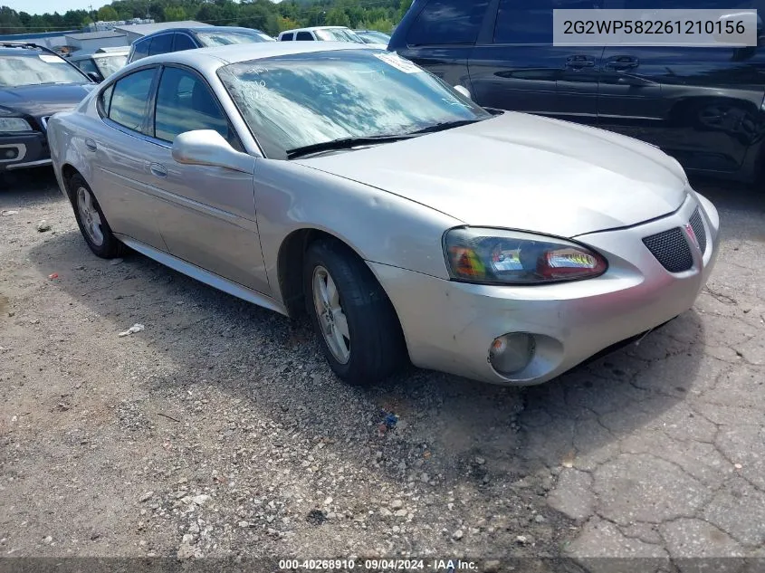 2006 Pontiac Grand Prix VIN: 2G2WP582261210156 Lot: 40268910