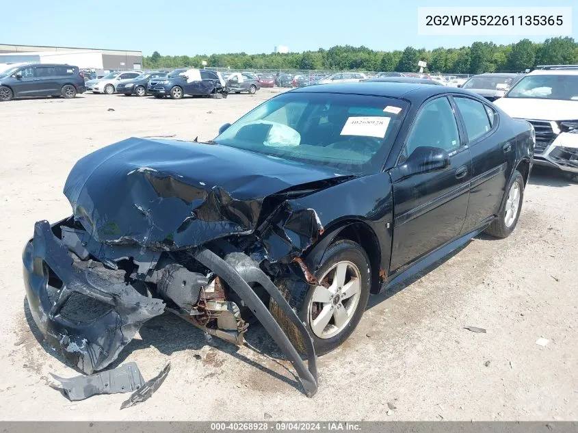 2006 Pontiac Grand Prix VIN: 2G2WP552261135365 Lot: 40268928