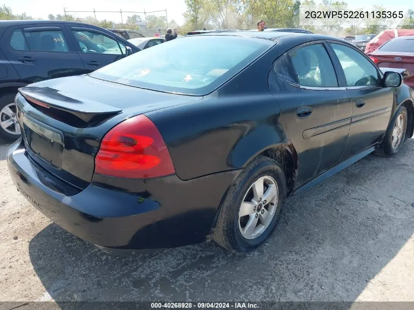 2006 Pontiac Grand Prix VIN: 2G2WP552261135365 Lot: 40268928