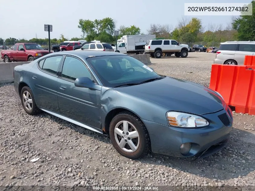 2006 Pontiac Grand Prix VIN: 2G2WP552661274382 Lot: 40302858