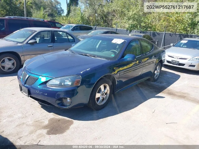 2006 Pontiac Grand Prix VIN: 2G2WP552761217687 Lot: 40425106