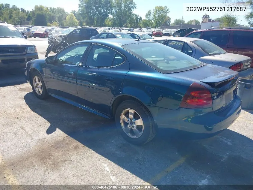 2006 Pontiac Grand Prix VIN: 2G2WP552761217687 Lot: 40425106