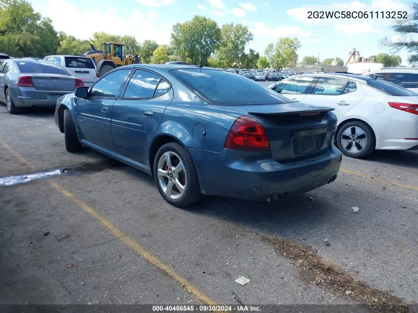 2006 Pontiac Grand Prix Gxp VIN: 2G2WC58C061113252 Lot: 40456545