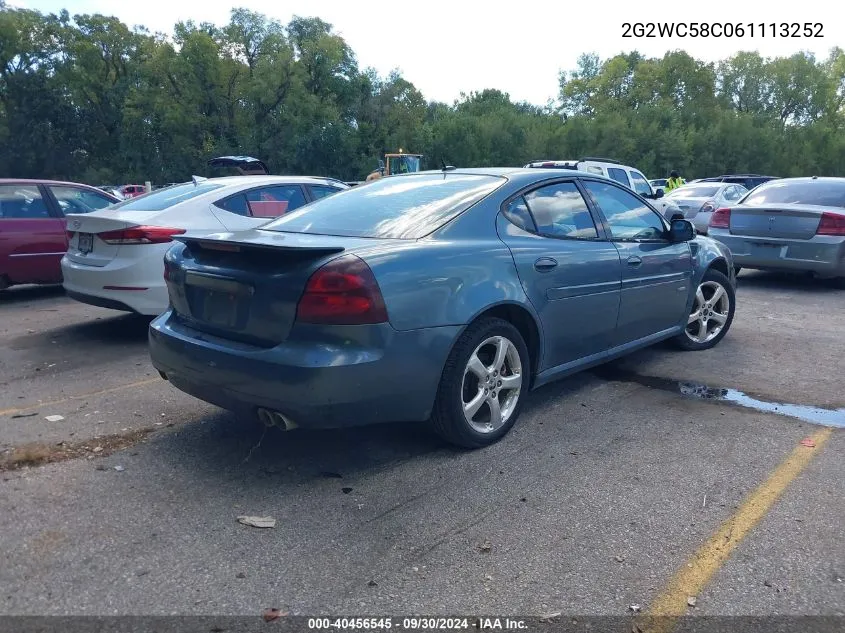 2006 Pontiac Grand Prix Gxp VIN: 2G2WC58C061113252 Lot: 40456545