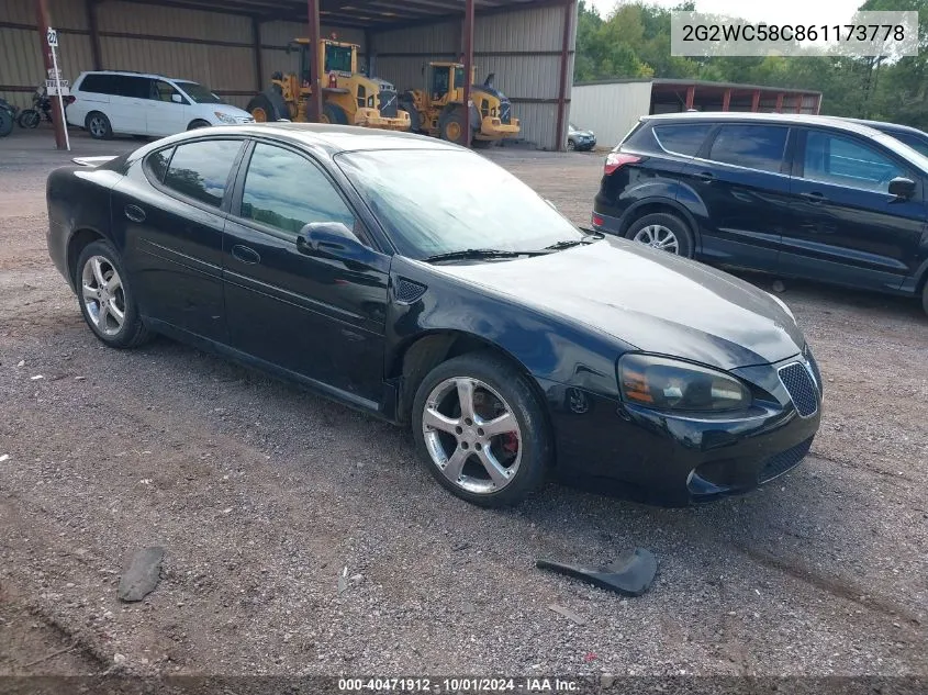 2006 Pontiac Grand Prix Gxp VIN: 2G2WC58C861173778 Lot: 40471912