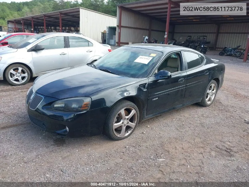 2006 Pontiac Grand Prix Gxp VIN: 2G2WC58C861173778 Lot: 40471912