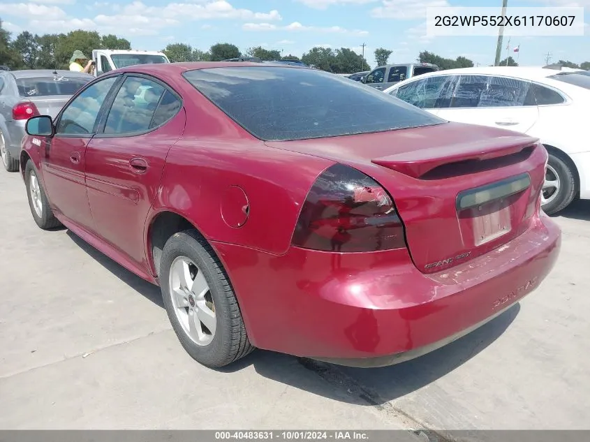 2006 Pontiac Grand Prix VIN: 2G2WP552X61170607 Lot: 40483631