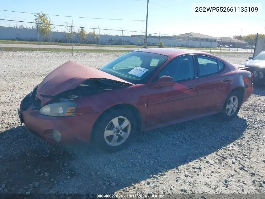 2006 Pontiac Grand Prix VIN: 2G2WP552661135109 Lot: 40627824