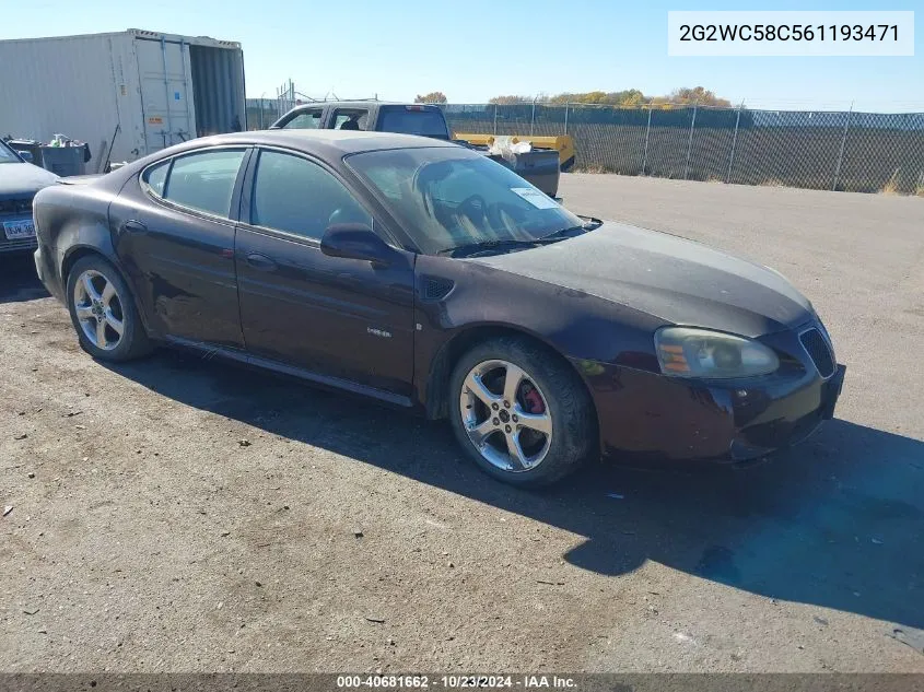 2006 Pontiac Grand Prix Gxp VIN: 2G2WC58C561193471 Lot: 40681662