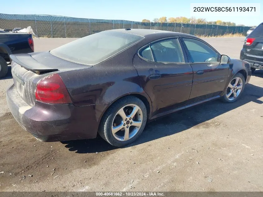 2006 Pontiac Grand Prix Gxp VIN: 2G2WC58C561193471 Lot: 40681662