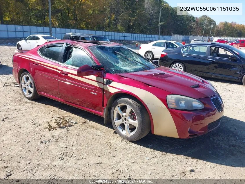 2006 Pontiac Grand Prix Gxp VIN: 2G2WC55C061151035 Lot: 40694830