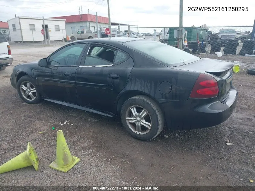 2006 Pontiac Grand Prix VIN: 2G2WP552161250295 Lot: 40722273