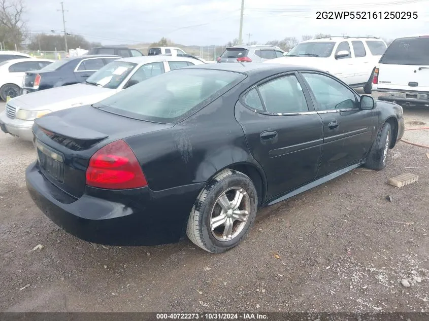 2006 Pontiac Grand Prix VIN: 2G2WP552161250295 Lot: 40722273