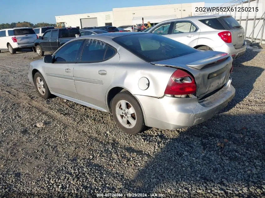 2006 Pontiac Grand Prix VIN: 2G2WP552X61250215 Lot: 40724868