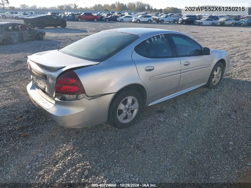 2006 Pontiac Grand Prix VIN: 2G2WP552X61250215 Lot: 40724868