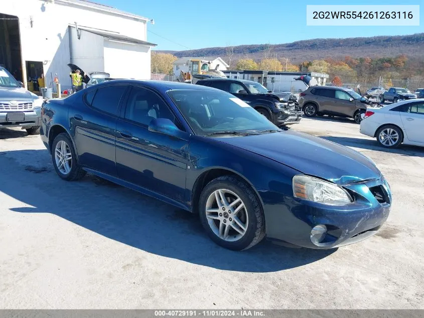 2006 Pontiac Grand Prix Gt VIN: 2G2WR554261263116 Lot: 40729191