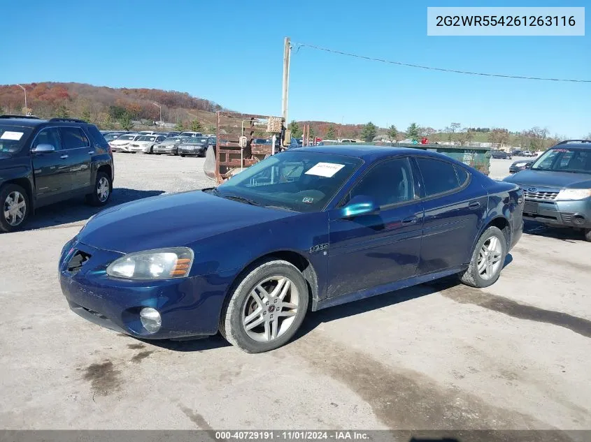 2006 Pontiac Grand Prix Gt VIN: 2G2WR554261263116 Lot: 40729191