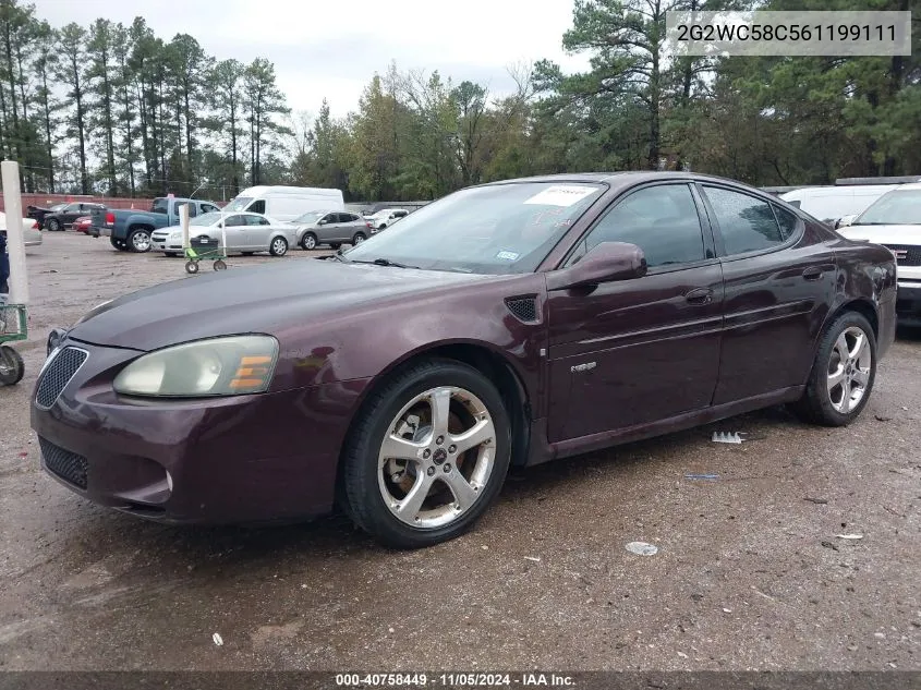 2006 Pontiac Grand Prix Gxp VIN: 2G2WC58C561199111 Lot: 40758449