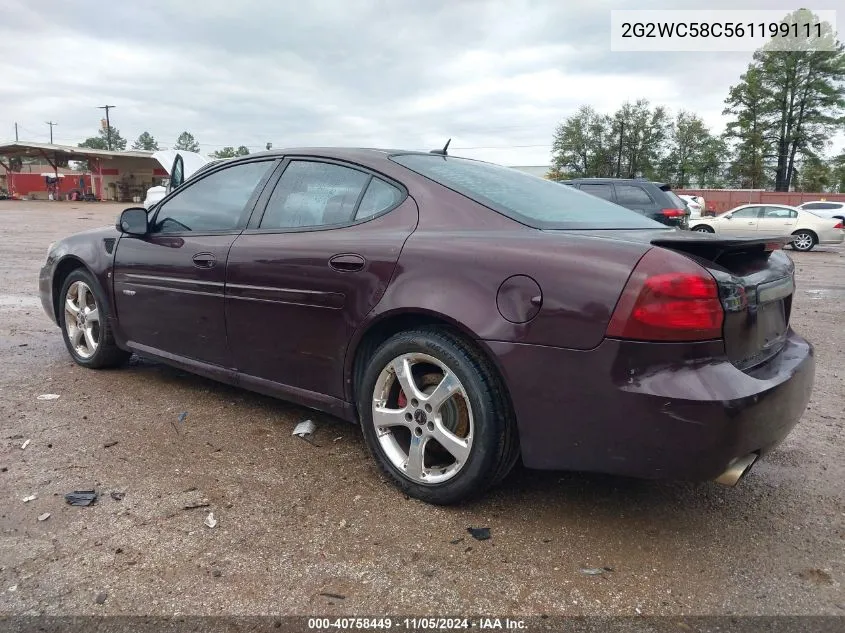 2006 Pontiac Grand Prix Gxp VIN: 2G2WC58C561199111 Lot: 40758449