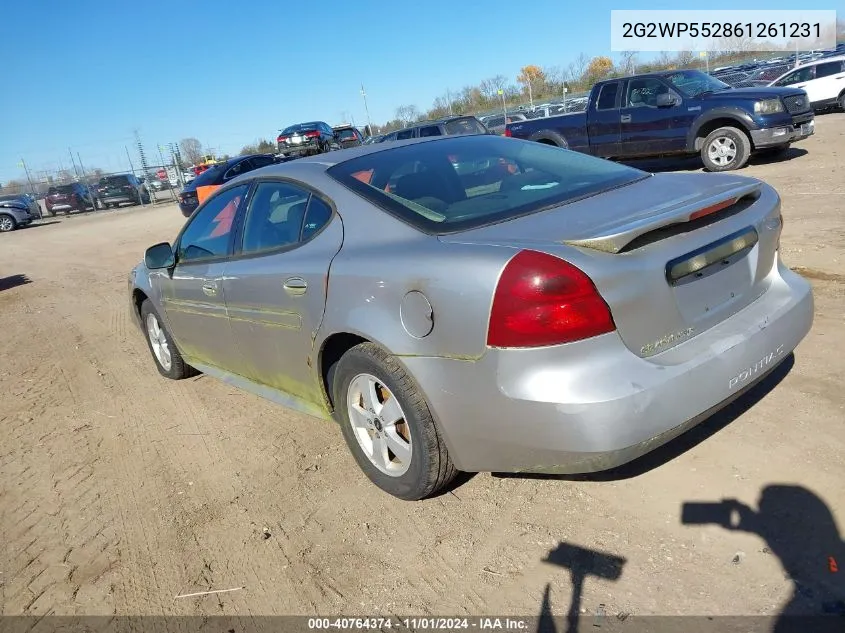 2006 Pontiac Grand Prix VIN: 2G2WP552861261231 Lot: 40764374